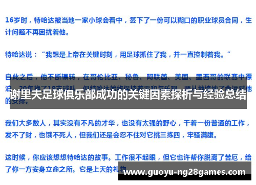 谢里夫足球俱乐部成功的关键因素探析与经验总结 谢里夫足球俱乐部成功的关键因素探析与经验总结