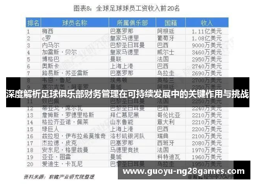 深度解析足球俱乐部财务管理在可持续发展中的关键作用与挑战